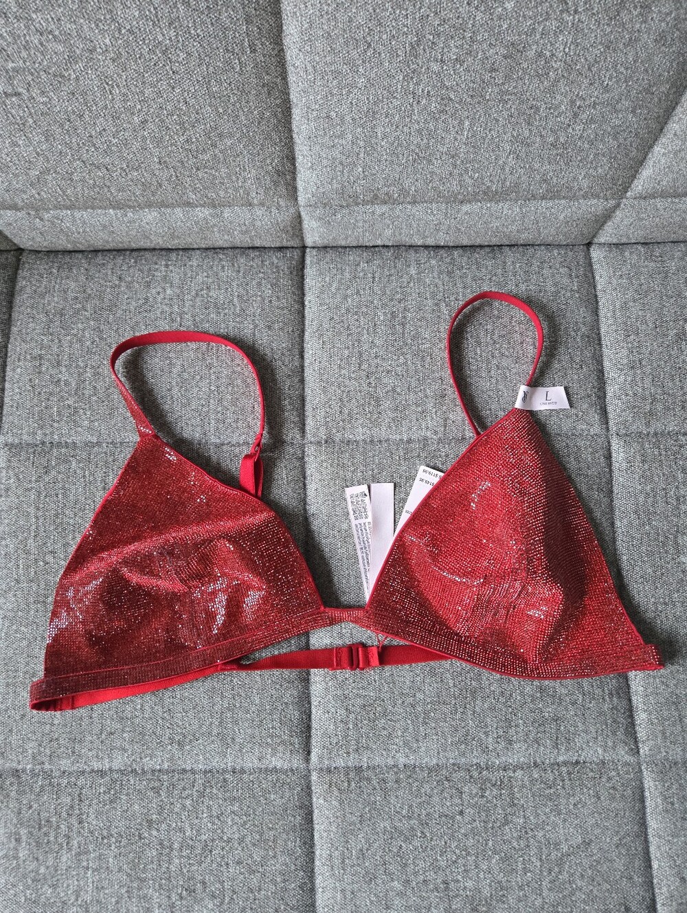 Victoria's Secret | Very Sexy Shine Triangle Bralette Bra Size L In Red